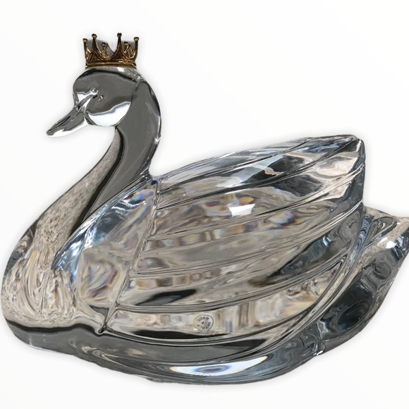 Large Lead Crystal Swan Figurine Statue - Picture 1 of 2